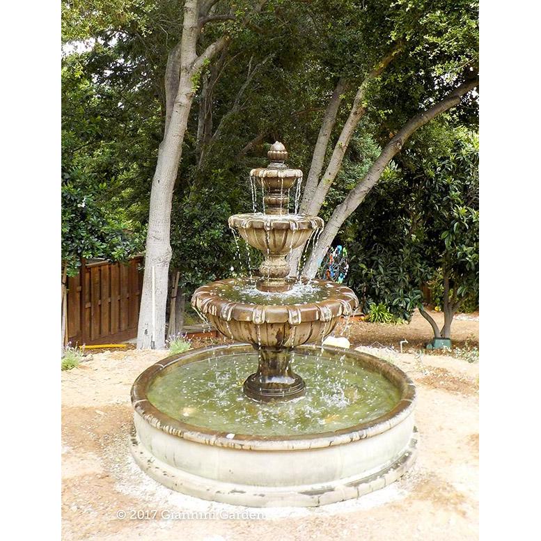 Giannini Garden Jardin Concrete 3 Tier Outdoor Courtyard Fountain With Basin - 1281 - Majestic Fountains
