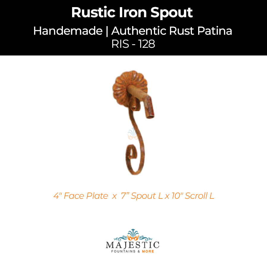 Decorative Rustic Iron Spout - Large - Design 128 - Majestic Fountains