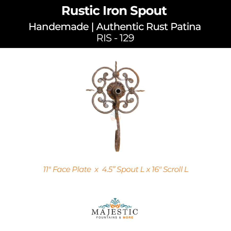 Decorative Rustic Iron Spout - Large - Design 129 - Majestic Fountains
