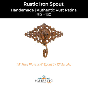 Decorative Rustic Iron Spout - Large - Design 130 - Majestic Fountains