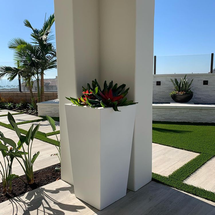 tall rectangular pots for plants Geo Tall Square Planter — Majestic Fountains and More