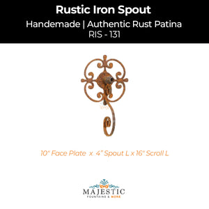 Decorative Rustic Iron Spout - Large - Design 131 - Majestic Fountains