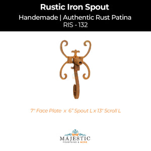 Decorative Rustic Iron Spout - Large - Design 132 - Majestic Fountains