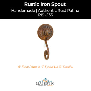 Decorative Rustic Iron Spout - Large - Design 133 - Majestic Fountains
