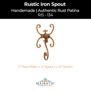 Decorative Rustic Iron Spout - Large - Design 134 - Majestic Fountains