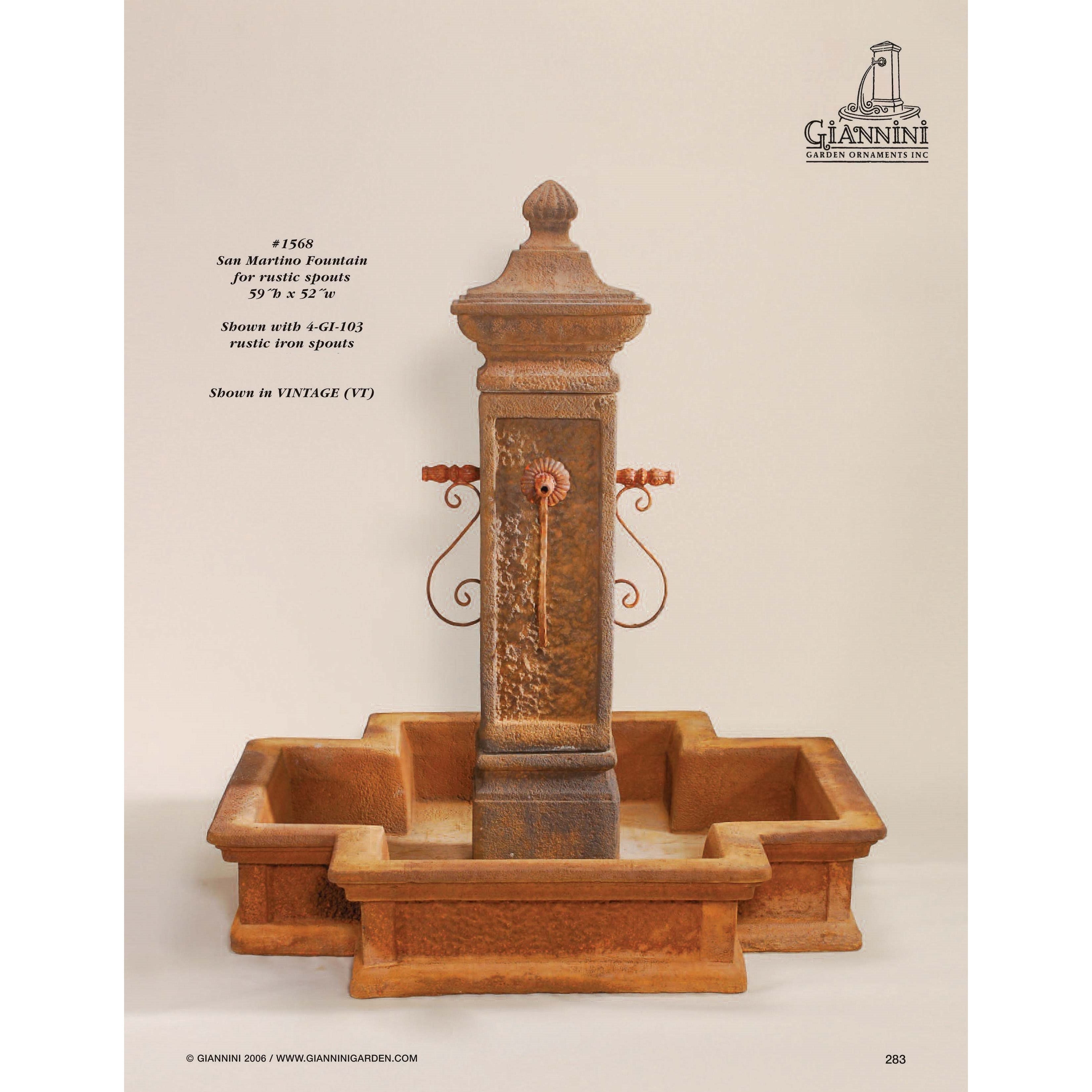 Giannini Garden San Martino Concrete  Outdoor Courtyard Fountain With Basin - 1568 - Majestic Fountains