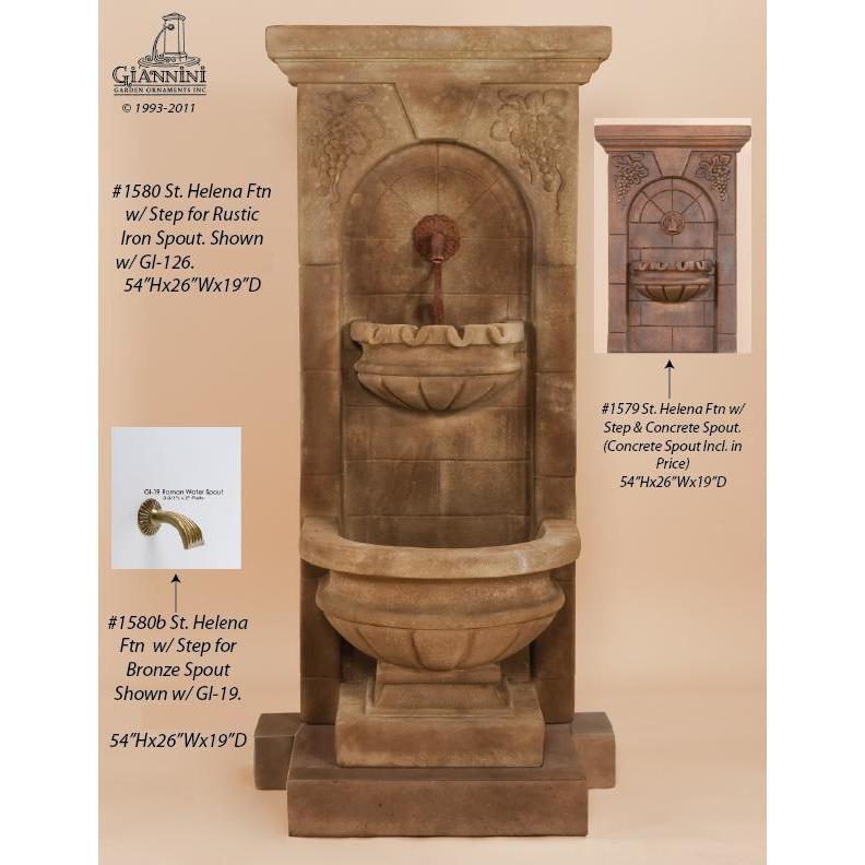 Giannini Garden St. Helena Concrete Outdoor Wall Fountain with Step - 1579-1580 - Majestic Fountains