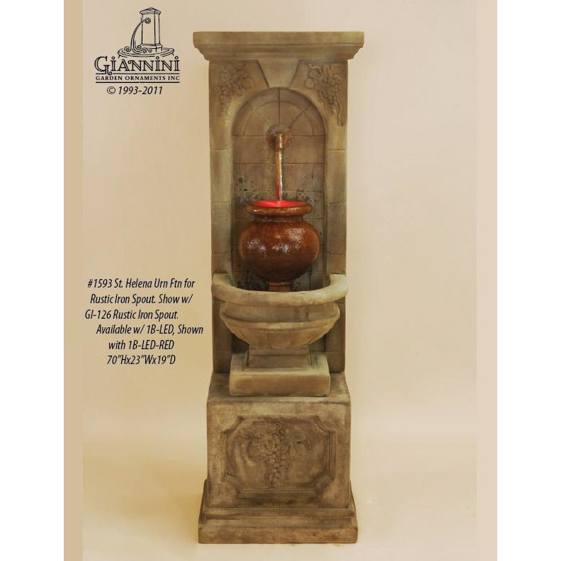 St. Helena Concrete Urn Outdoor Wall Fountain - Majestic Fountains