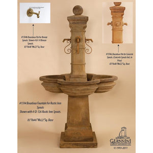 Giannini Garden Bourdoux Cast Stone Outdoor Garden Fountain - Rustic Iron , Bronze or Concrete Spouts - 1594 - Majestic Fountains