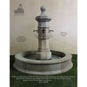 Giannini Garden Octavia Concrete Column with Easy Pond Basin Outdoor Fountain - 1600-1316 - Majestic Fountains