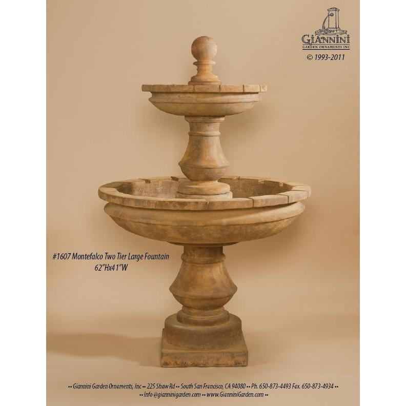 Giannini Garden Montefalco Concrete 2 Tier - Large 5ft Tall - Outdoor Courtyard Fountain - 1607 - Majestic Fountains