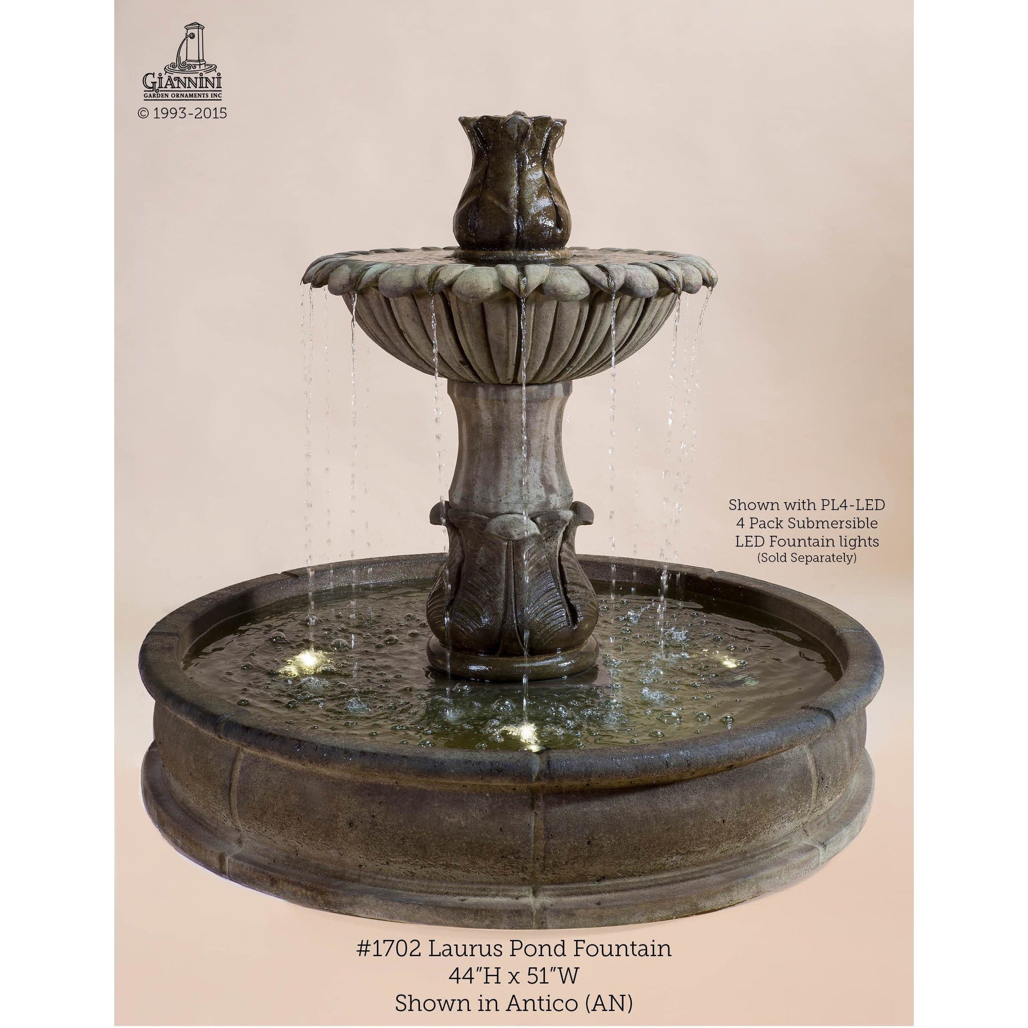 Laurus Concrete Outdoor Courtyard Fountain with Pond - Majestic Fountains