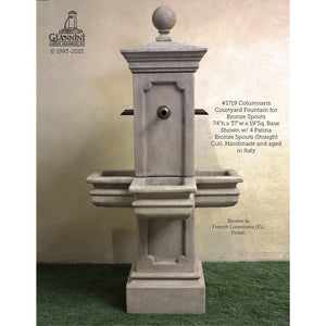Giannini Garden Columnaris Concrete Outdoor Courtyard Fountain - Bronze Spouts - 1719 - Majestic Fountains