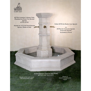 Giannini Garden Octavius Concrete Outdoor Courtyard Fountain - 1731 - Majestic Fountains