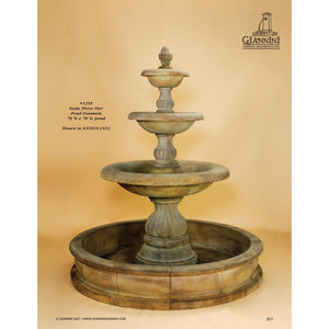 Giannini Garden Isola Concrete 3 Tier Outdoor Courtyard Fountain With Basin -1295 - Majestic Fountains