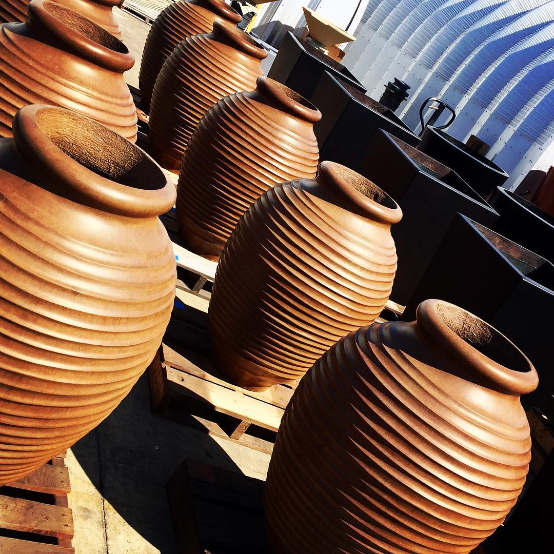 urn planter pot Greek Ribbed Urn Planter — Majestic Fountains and More