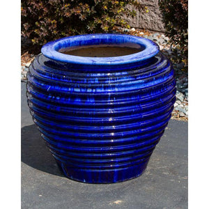 Lapis Blue Genova Ribbed Vase - Single Vase Complete Fountain Kit - FNT40127 - Majestic Fountains