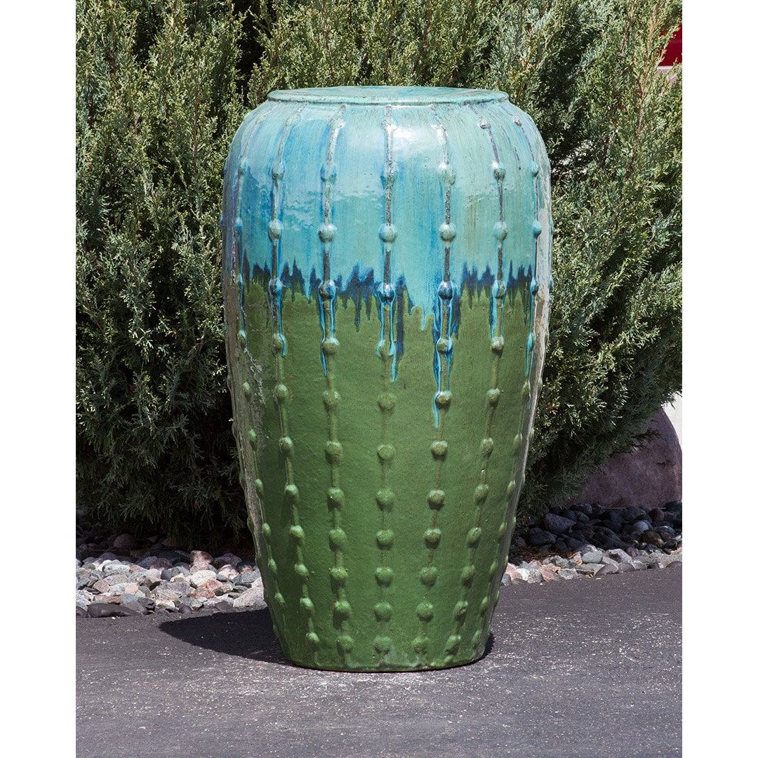 Saguaro BlueGreen Large Vase - Closed Top Single Vase Complete Fountain Kit - 3 ft Tall - Majestic Fountains