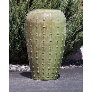 Saguaro Moss Green Large Vase - Closed Top Single Vase Complete Fountain Kit - 3 ft Tall - Majestic Fountains