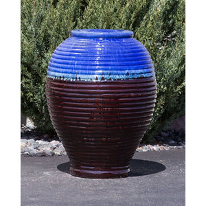 Patriotic Large Ribbed Vase - Closed Top Single Vase Complete Fountain Kit - Majestic Fountains
