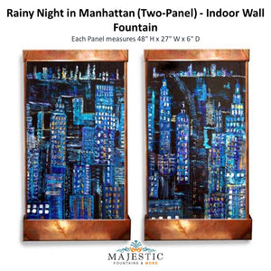 Harvey Gallery 4 Foot tall Rainy Night in Manhattan (two-panel)  - Indoor Wall Fountain - Majestic Fountains
