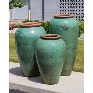 Tuscany Aqua-Teal Triple Vase FNT50446 - Complete Fountain Kit - Majestic Fountains
