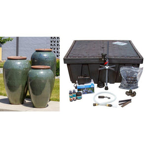 Tuscany Sea Green Triple Vase FNT50448 - Complete Fountain Kit - Majestic Fountains