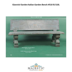 Giannini Garden Italian Garden Bench - 510 & 510L - Majestic Fountains