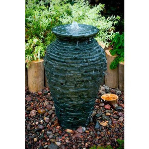 AquaScape Small Stacked Slate Urn Fountain Kit - Majestic Fountains