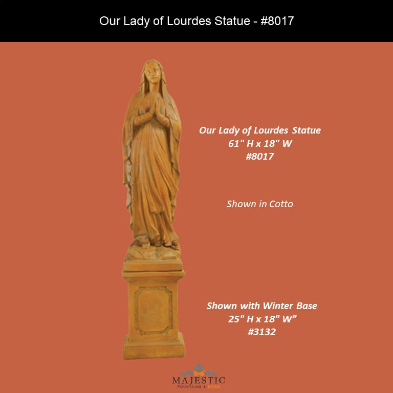 8017-Our Lady of Lourdes Statue cotto-Majestic Fountains and More