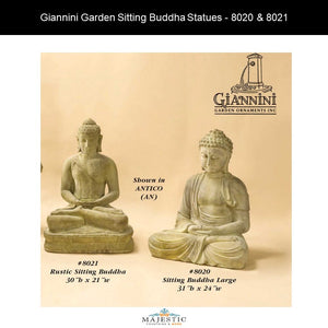Giannini Garden Sitting Buddha Statue - #8020 & 8021 - Majestic Fountains