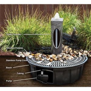 Speckled Granite - Cairn Stacked Pebbles Fountain Kit - Choose from  multiple sizes - Majestic Fountains