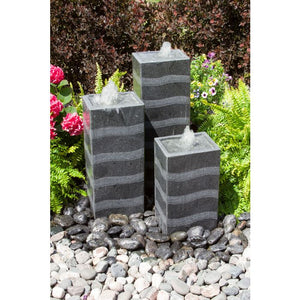 Gray Wave Triple Column  - Complete Fountain Kit - Majestic Fountains