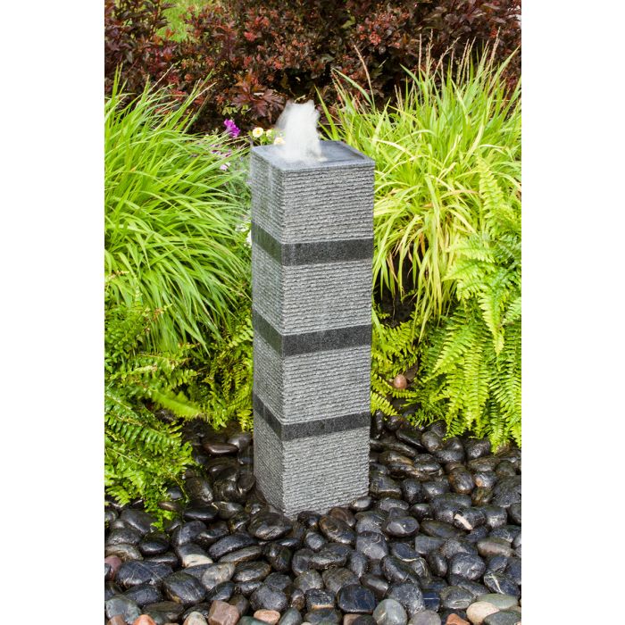 Banded Square Tower Fountain - Complete Fountain Kit - Majestic Fountains