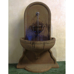 Absolute Concrete Outdoor Wall Fountain - With choice of Concrete, Rustic Iron or Bronze Spouts - Majestic Fountains