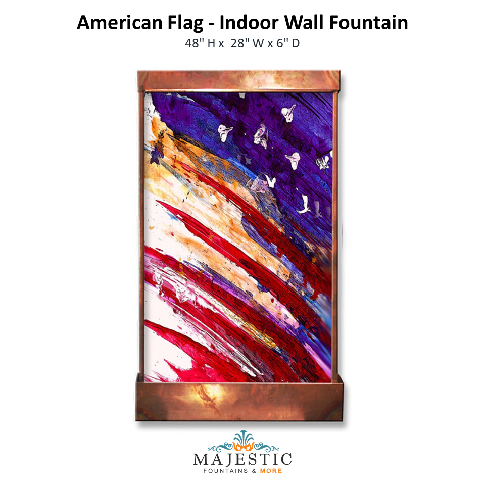 Harvey Gallery American Flag  - Indoor Wall Fountain - Majestic Fountains