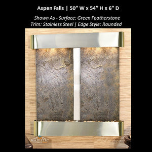 AspenFalls-GreenFeatherStone-StainlessSteel-Rounded-MajesticFountainsandMore
