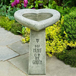 My Heart is in the Garden Birdbath in Cast Stone by Campania International B-115 - Majestic Fountains