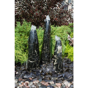 Black Flower Granite - Triple stone Pillar Fountain Kit - Majestic Fountains