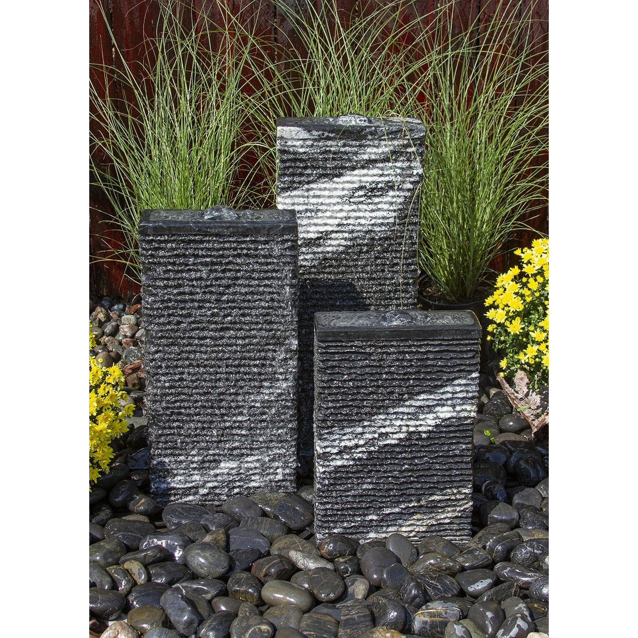 Black Marble Granite Ripple Fountain Kit - Majestic Fountains and More