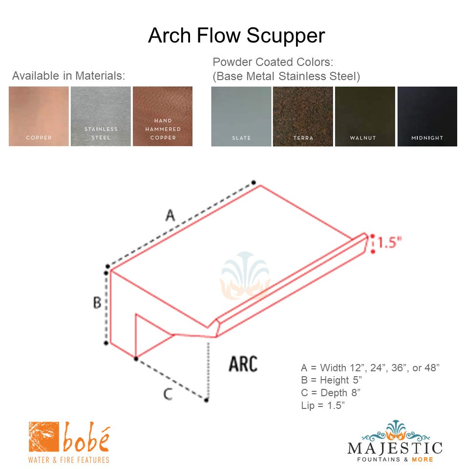Bobe - Arch Flow Scupper - Majestic Fountains and More