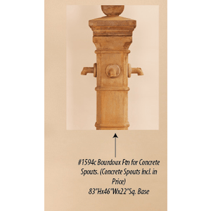 Bourdoux Cast Stone Outdoor Garden Fountain - With choice of Rustic Iron , Bronze or Concrete Spouts - Majestic Fountains