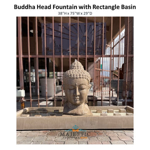 Buddha Head Fountain with Rectangle Basin - Majestic Fountains and More