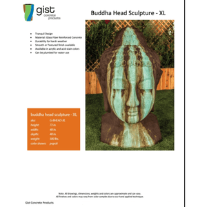 Buddha Head Sculpture XL - 6 Feet Tall - Majestic Fountains