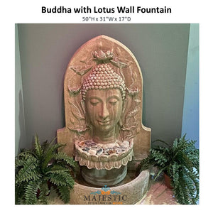 Buddha Head with Lotus Fountain - Majestic Fountains and More