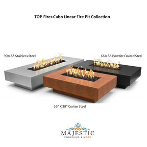 TOP Fires Cabo linear Fire Pit in Powder Coated Steel by The Outdoor Plus - Majestic Fountains