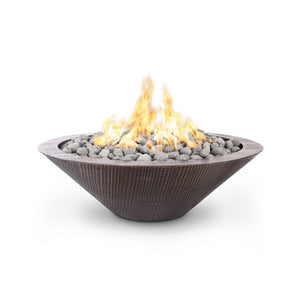 TOP Fires Cazo Fire Pit - No Ledge - in Hammered Copper concrete by The Outdoor Plus - Majestic Fountains