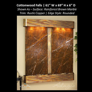 Adagio Cottonwood Falls 69"H x 61"W - Indoor Wall Fountain - Majestic Fountains