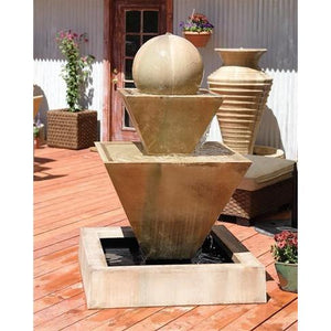 Double Oblique Fountain With Ball Fountain - Outdoor Fountain - Majestic Fountains