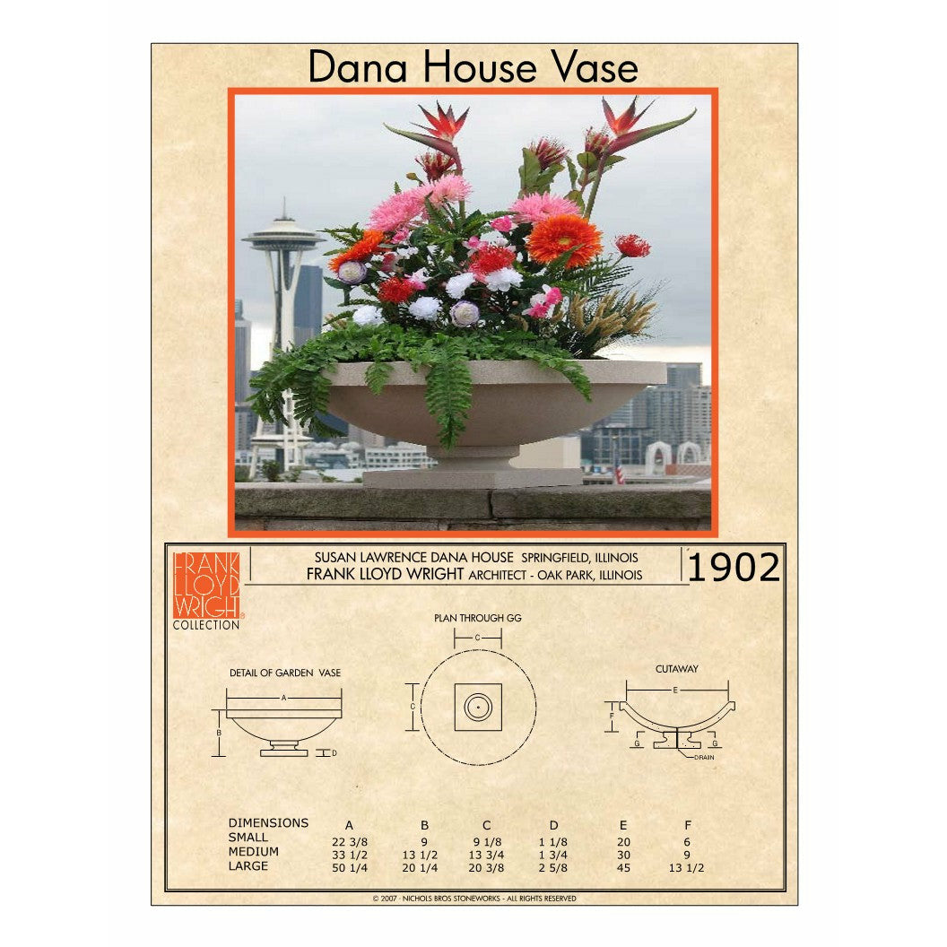 Frank Lloyd Wright - Dana House Vase Planter - Majestic Fountains